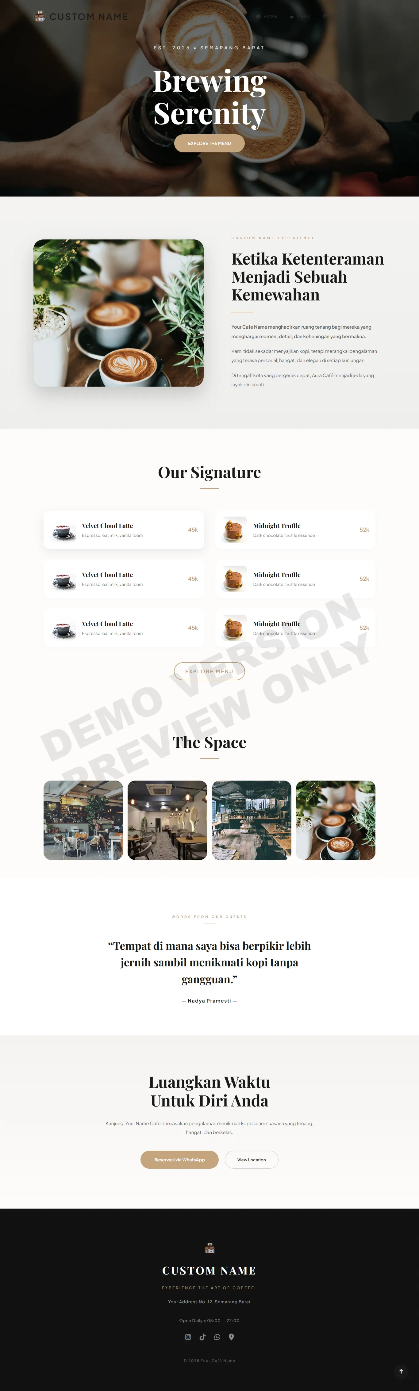 Cafe Website Inspiration